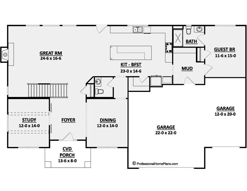 The Ryland main level floor plan